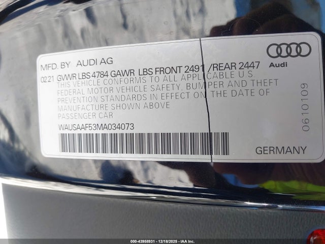 2021 AUDI A5 WAUSAAF53MA034073 Photo 8
