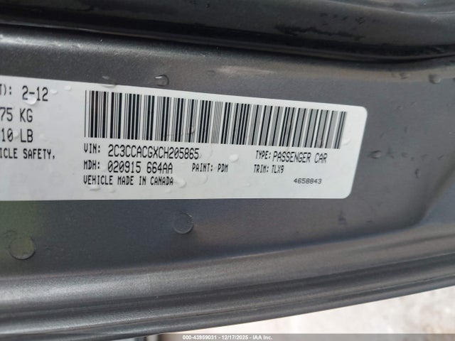43959031 :رقم المزاد ، 2C3CCACGXCH205865 vin ، 2012 Chrysler 300 Limited مزاد بيع