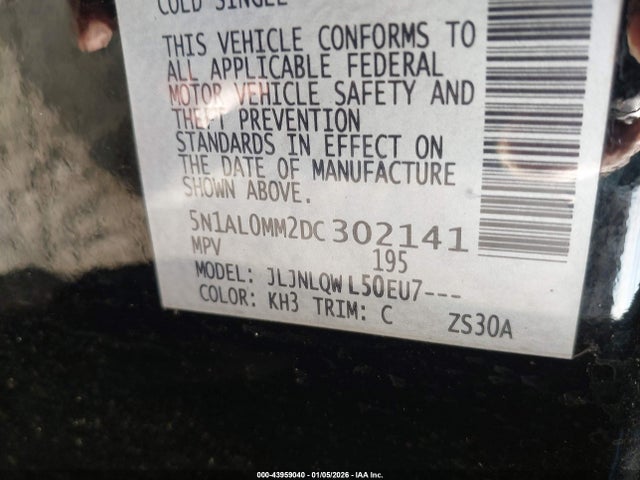 Продаж на аукціоні авто 2013 Infiniti Jx35, vin: 5N1AL0MM2DC302141, номер лоту: 43959040