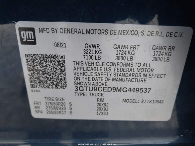 2021 GMC SIERRA 1500 3GTU9CED9MG449537 Photo 8