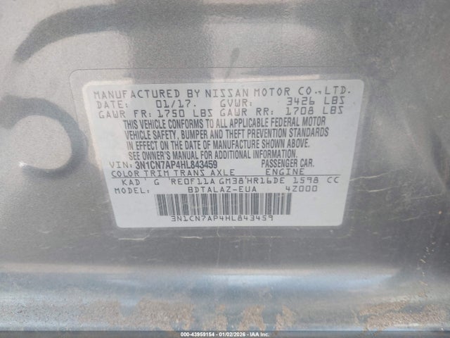 Nissan Versa 1.6 S+ 2017 3N1CN7AP4HL843459 Image 9