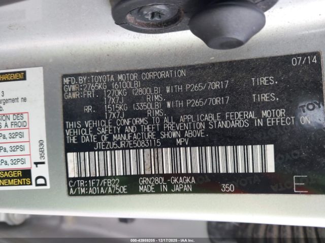 2014 TOYOTA 4RUNNER JTEZU5JR7E5083115 Photo 8
