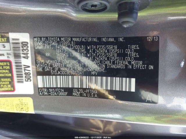 2014 TOYOTA SIENNA 5TDJK3DC9ES077541 Photo 8