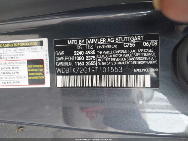 2009 MERCEDES-BENZ CLK 550 WDBTK72G19T101553 Photo 8