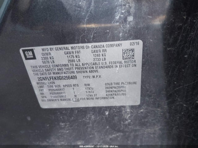 2GNFLFEK8G6256409 Chevrolet EQUINOX LT
