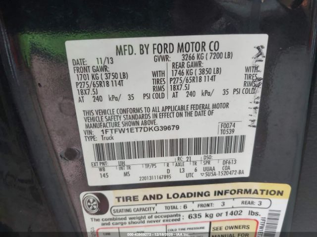 2013 FORD F-150 1FTFW1ET7DKG39679 Photo 8