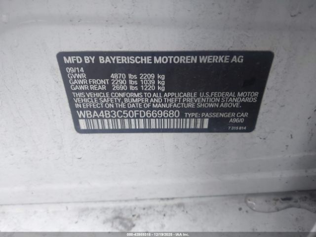 2015 BMW 435I GRAN COUPE WBA4B3C50FD669680 Photo 8