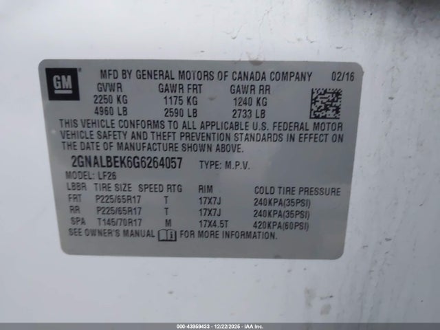 2GNALBEK6G6264057 Chevrolet EQUINOX LS