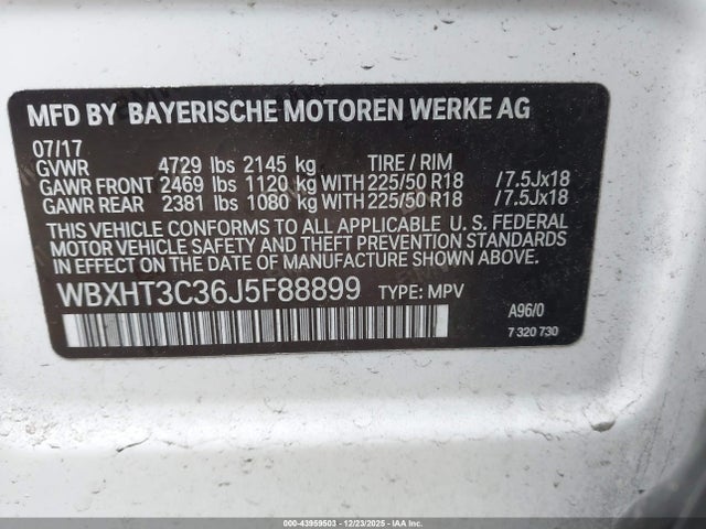 Aukcja sprzedaży 2018 Bmw X1 Xdrive28i, vin: WBXHT3C36J5F88899, numer aukcji: 43959503