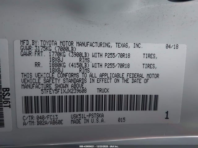 5TFEY5F1XJX239608 Toyota Tundra