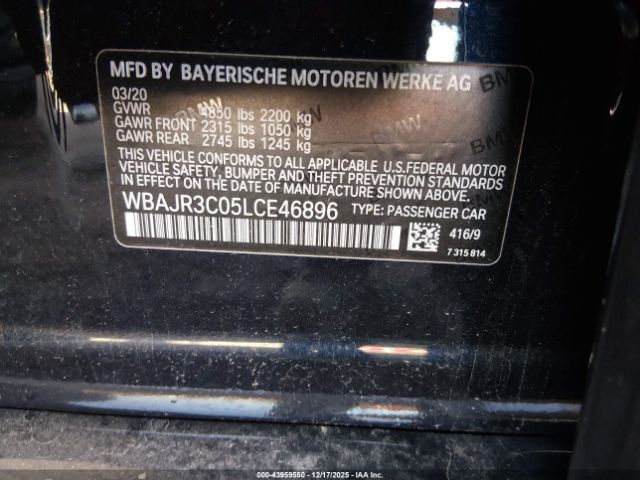 2020 BMW 530I WBAJR3C05LCE46896 Photo 8