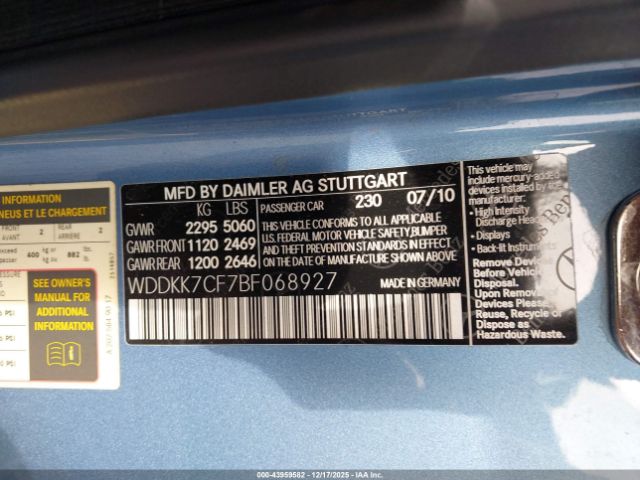 2011 MERCEDES-BENZ E 550 WDDKK7CF7BF068927 Photo 8