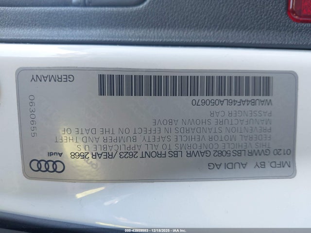 2020 AUDI S4 WAUB4AF46LA050670 Photo 8