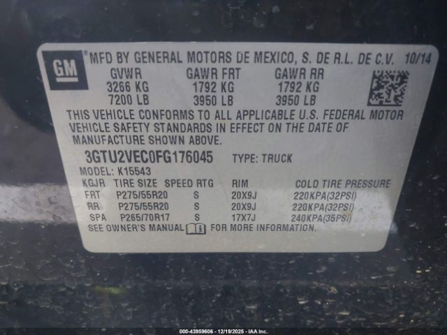 2015 GMC SIERRA 1500 3GTU2VEC0FG176045 Photo 8