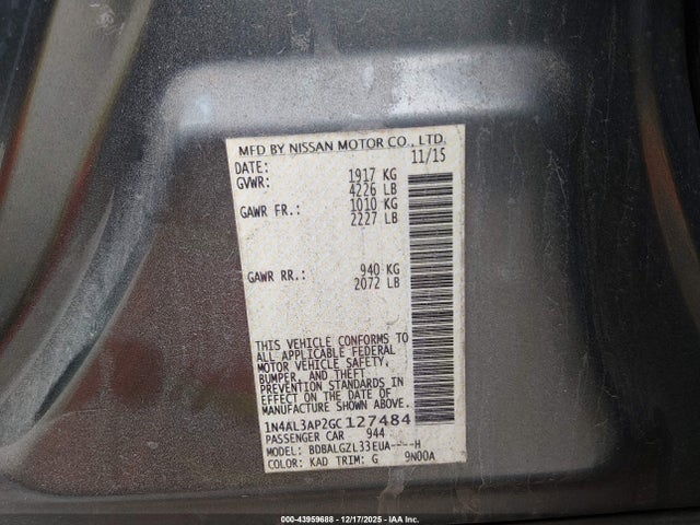 1N4AL3AP2GC127484 Nissan Altima 2.5 S