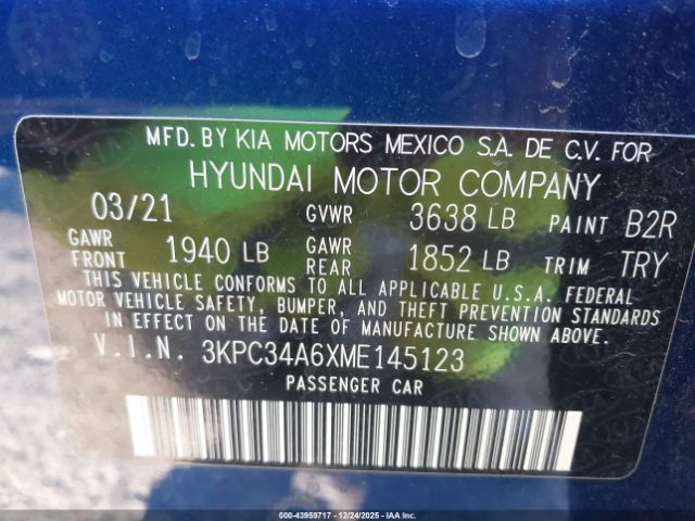 2021 HYUNDAI ACCENT 3KPC34A6XME145123 Photo 8