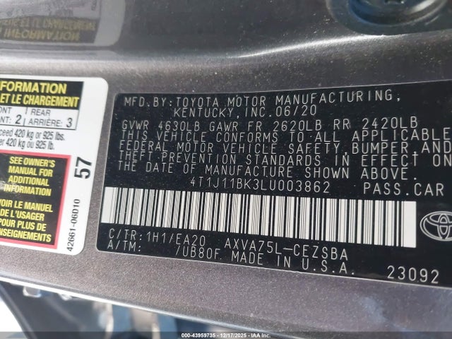 4T1J11BK3LU003862 Toyota Camry Se Awd