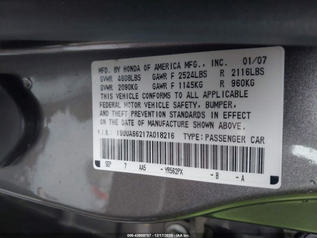 2007 ACURA TL 19UUA66217A018216 Photo 8