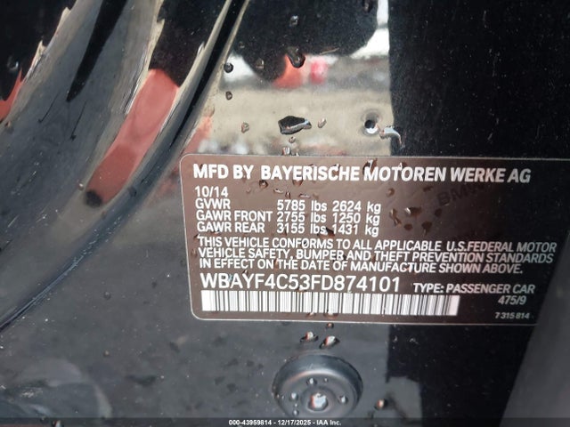 Aukcja sprzedaży 2015 Bmw 740li Xdrive, vin: WBAYF4C53FD874101, numer aukcji: 43959814