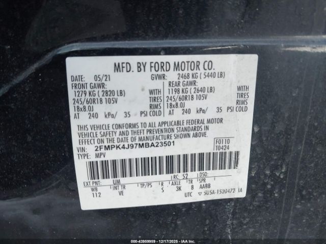 2021 FORD EDGE 2FMPK4J97MBA23501 Photo 8