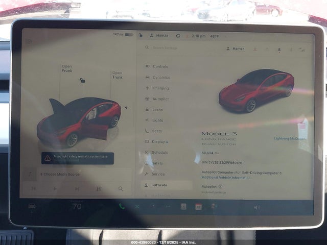 Продажа на аукционе авто 2023 Tesla Model 3 Long Range Dual Motor All-wheel Drive, vin: 5YJ3E1EB2PF659126, номер лота: 43960023