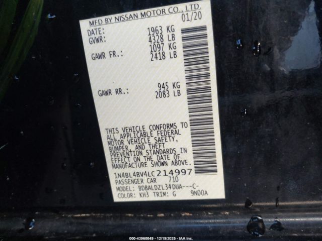 2020 NISSAN ALTIMA 1N4BL4BV4LC214997 Photo 8