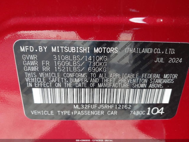 2024 MITSUBISHI MIRAGE G4 ML32FUFJ5RHF12162 Photo 8