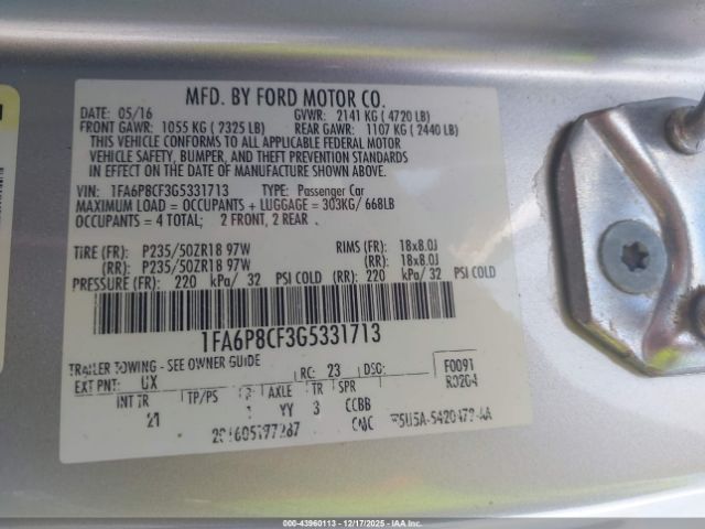 2016 FORD MUSTANG 1FA6P8CF3G5331713 Photo 8