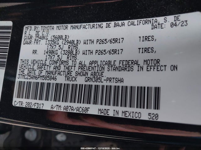 3TMCZ5AN6PM585846 Toyota Tacoma Trd Sport