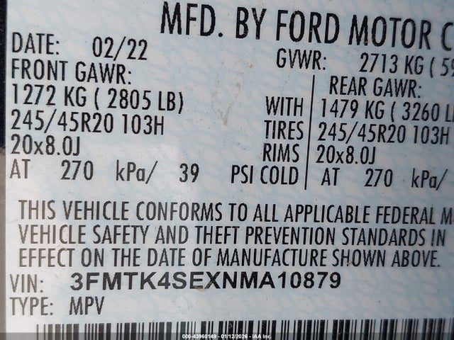 2022 FORD MUSTANG MACH-E 3FMTK4SEXNMA10879 Photo 8