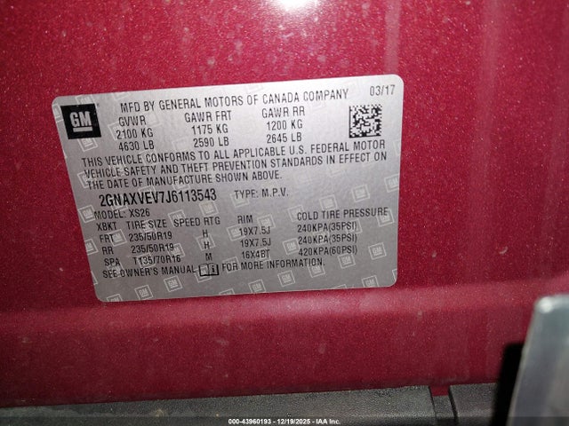 Chevrolet Equinox Premier 2018 2GNAXVEV7J6113543 Image 9