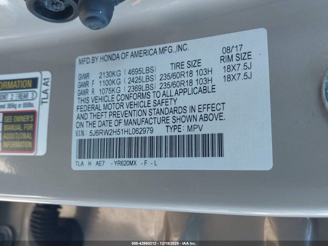 5J6RW2H51HL062979 Honda CR-V EX
