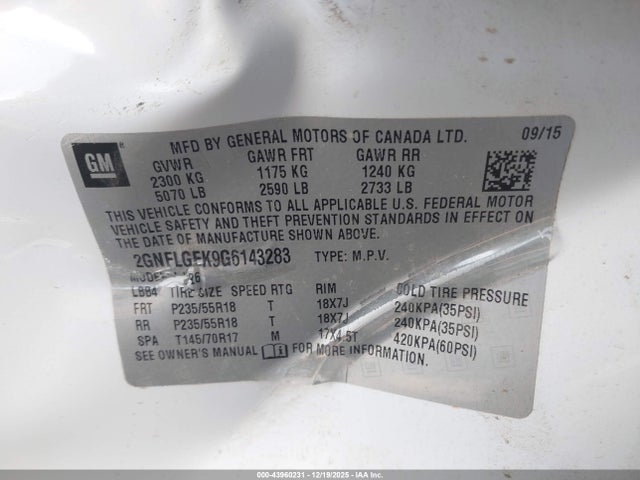 Chevrolet Equinox Ltz 2016 2GNFLGEK9G6143283 Image 9