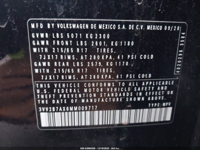 2021 VOLKSWAGEN TIGUAN 3VV2B7AX6MM009717 Photo 8