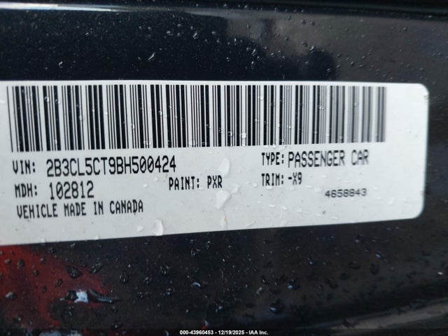 Продажа на аукционе авто 2011 Dodge Charger R/t, vin: 2B3CL5CT9BH500424, номер лота: 43960453