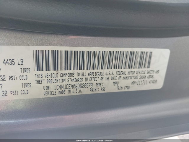 Jeep Compass Latitude 2016 1C4NJCEA0GD620579 Image 9