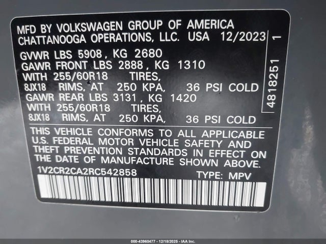 2024 VOLKSWAGEN ATLAS 1V2CR2CA2RC542858 Photo 8