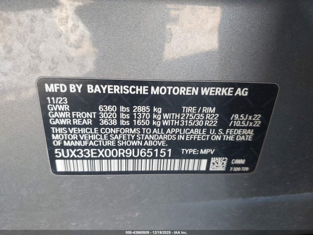 2024 BMW X6 5UX33EX00R9U65151 Photo 8