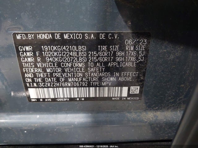 2024 HONDA HR-V 3CZRZ2H76RM706792 Photo 8