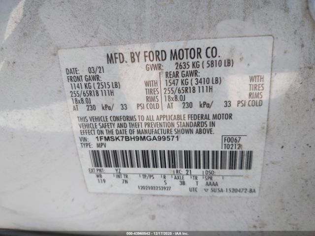 2021 FORD EXPLORER 1FMSK7BH9MGA99571 Photo 8