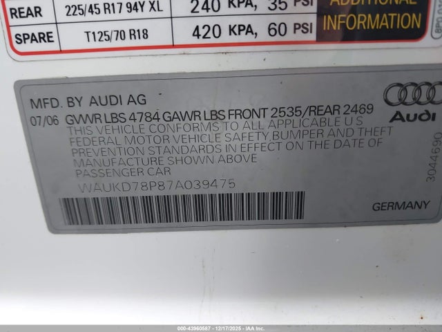 2007 AUDI A3 WAUKD78P87A039475 Photo 8