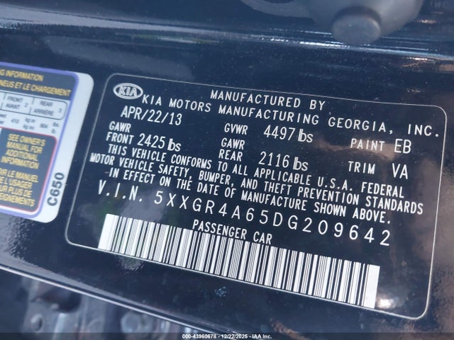 2013 KIA OPTIMA 5XXGR4A65DG209642 Photo 8