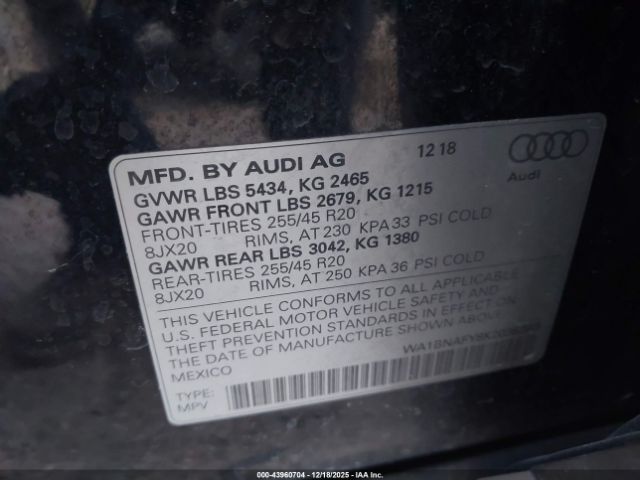 2019 AUDI Q5 WA1BNAFY8K2036369 Photo 8
