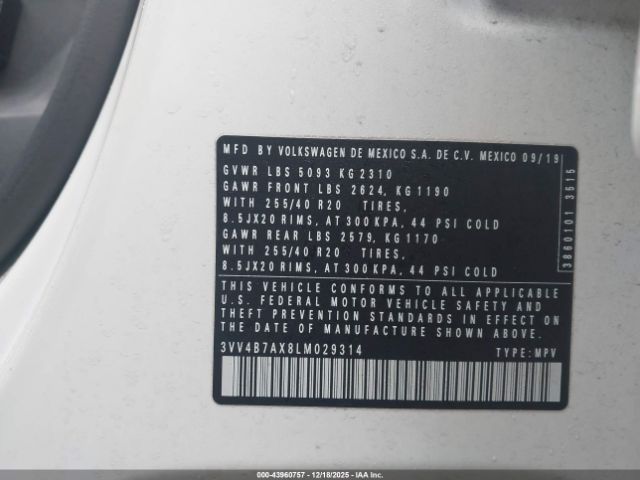 2020 VOLKSWAGEN TIGUAN 3VV4B7AX8LM029314 Photo 8