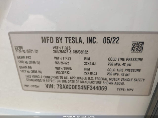 2022 TESLA MODEL X 7SAXCDE54NF344069 Photo 8