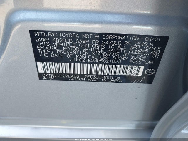 JTHGZ1E23M5021033 Lexus Is 350 F Sport