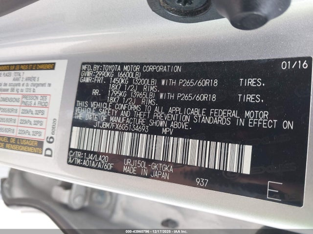 2016 LEXUS GX 460 JTJBM7FX6G5134693 Photo 8