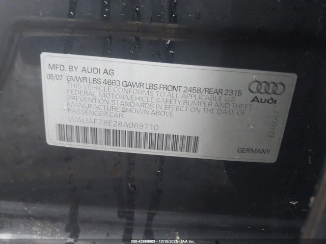 2008 AUDI A4 WAUAF78E28A069710 Photo 8