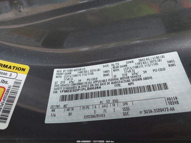 1FMEE5DP1PLB66284 Ford Bronco Badlands