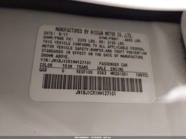 JN1BJ1CR1HW127101 Nissan Rogue Sport Sl